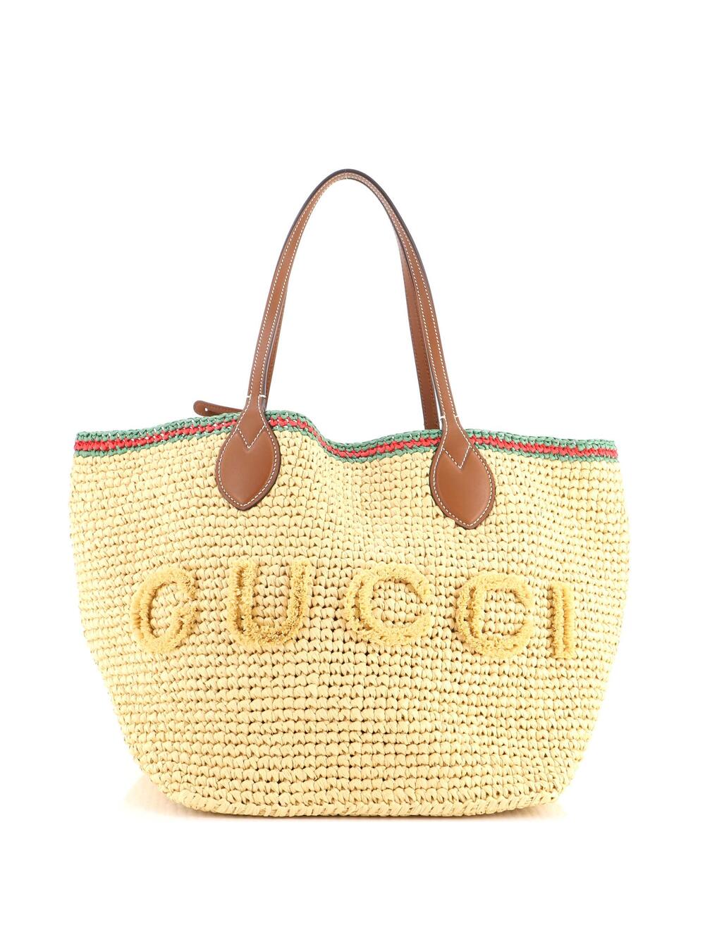 Gucci Logo Open Tote Woven Raffia #366190G24B